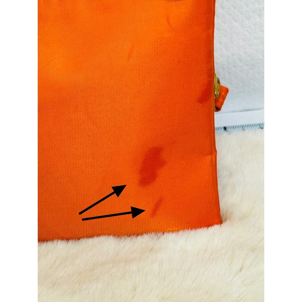 Tory Burch Orange Nylon Crossbody Bag Gold Logo Wristlet Clutch Womens